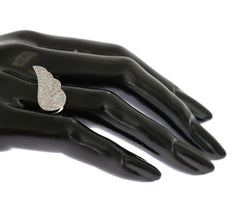 Nialaya Silver Womens Wing Clear CZ 925 Silver Ring -   -  Nialaya.