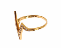 Nialaya Gold 925 Silver Womens Clear CZ 18K Ring -   -  Nialaya.