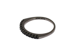 Nialaya Black CZ Rhodium 925 Silver Womens Ring -   -  Nialaya.