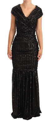 Dolce & Gabbana Black Sequined Open Shoulder Long Gown Dress -   -  Dolce & Gabbana.