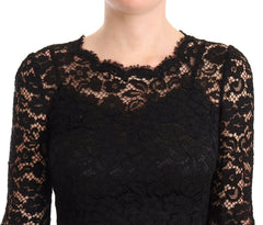 Dolce & Gabbana Black Cotton Lace Mermaid Long Sleeves Dress - - Dolce & Gabbana.