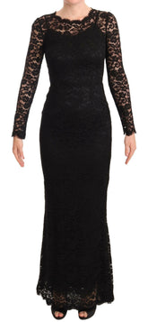 Dolce & Gabbana Black Cotton Lace Mermaid Long Sleeves Dress -   -  Dolce & Gabbana.