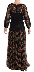 Dolce & Gabbana Black Lace Floral Polka Maxi Capri Dress -   -  Dolce & Gabbana.