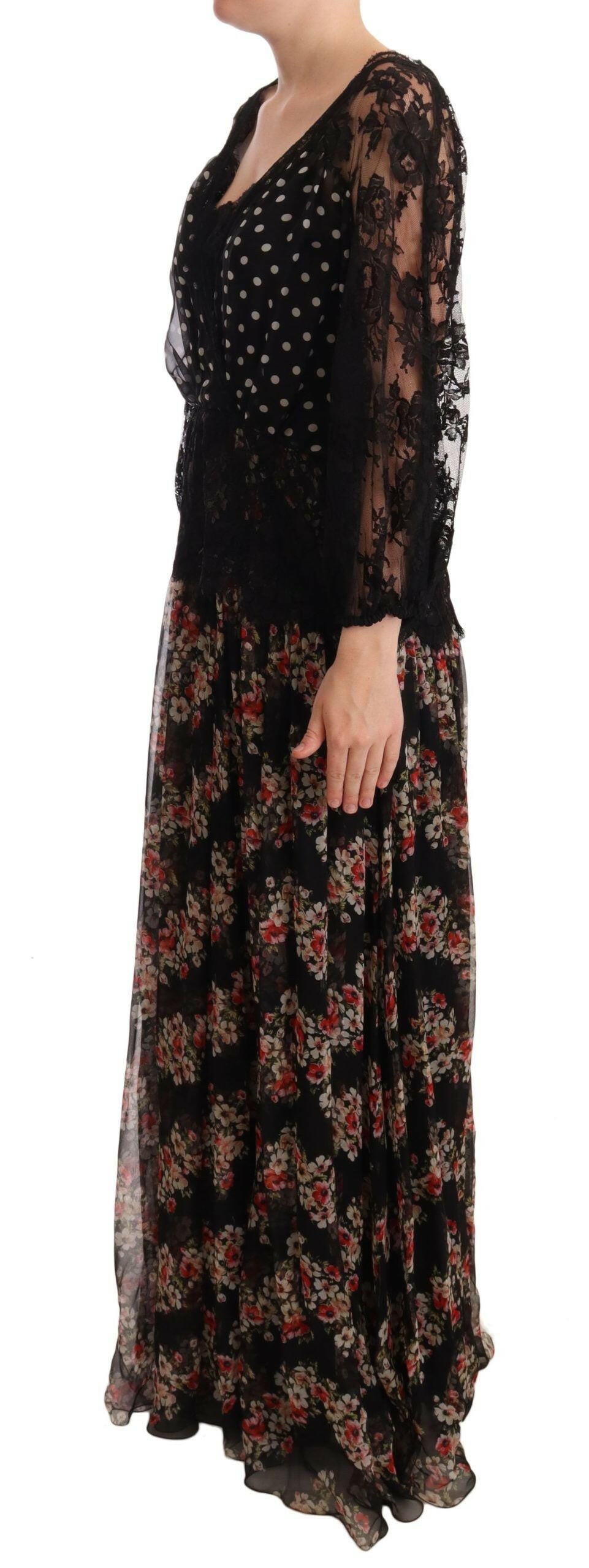 Dolce & Gabbana Black Lace Floral Polka Maxi Capri Dress -   -  Dolce & Gabbana. Dolce & Gabbana Black Lace Floral Polka Maxi Capri Dress -   -  Dolce & Gabbana.