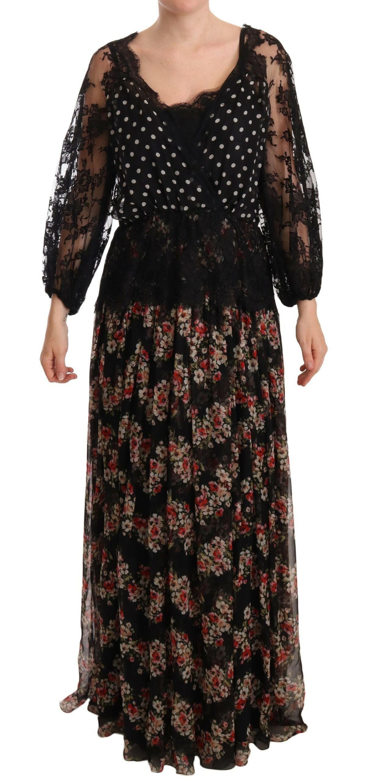 Dolce & Gabbana Black Lace Floral Polka Maxi Capri Dress -   -  Dolce & Gabbana. Dolce & Gabbana Black Lace Floral Polka Maxi Capri Dress -   -  Dolce & Gabbana.