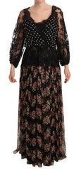Dolce & Gabbana Black Lace Floral Polka Maxi Capri Dress -   -  Dolce & Gabbana.