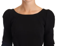 Dolce & Gabbana Black Wool Stretch Sheath Open Back Dress -   -  Dolce & Gabbana.