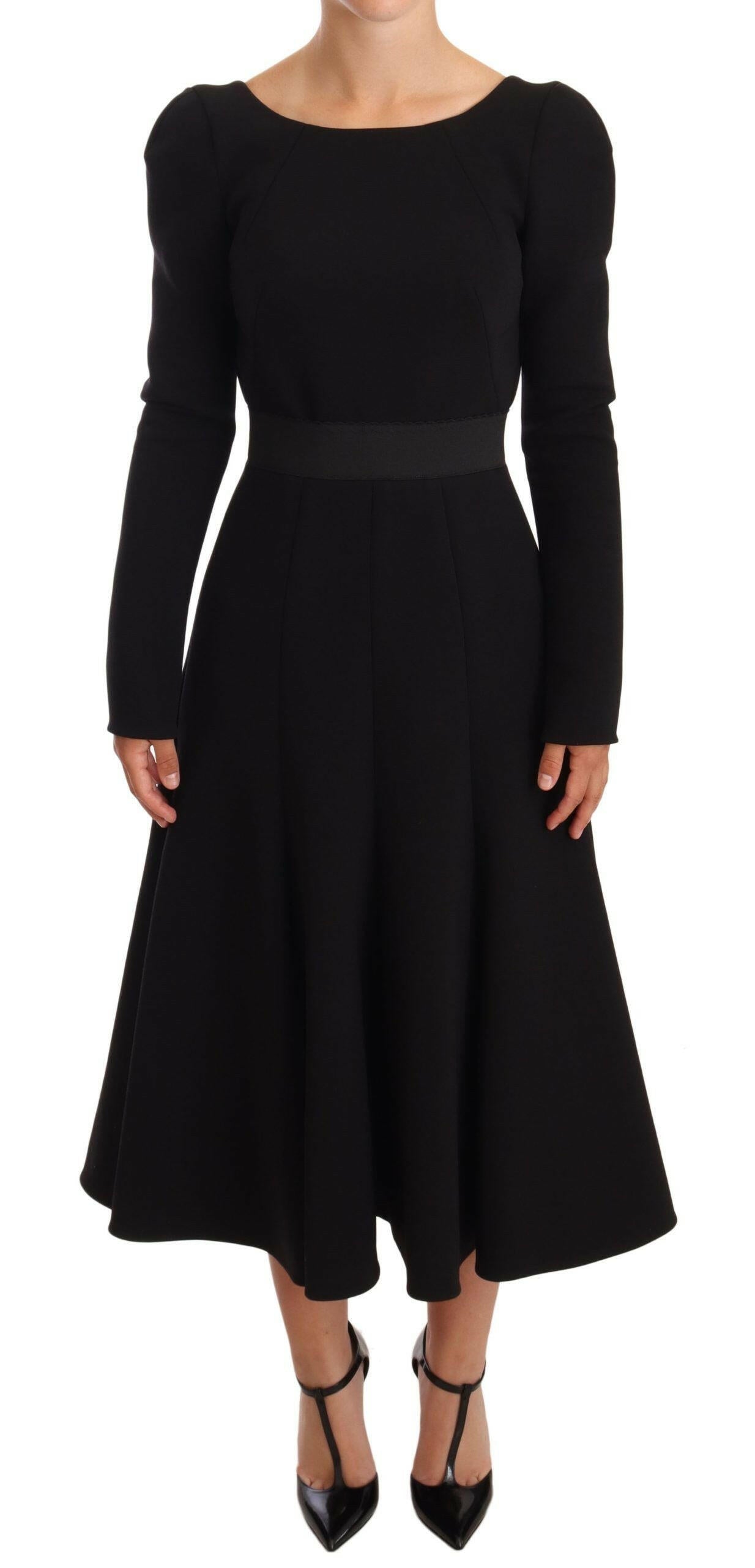 Dolce & Gabbana Black Wool Stretch Sheath Open Back Dress -   -  Dolce & Gabbana.