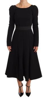 Dolce & Gabbana Black Wool Stretch Sheath Open Back Dress -   -  Dolce & Gabbana.