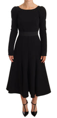 Dolce & Gabbana Black Wool Stretch Sheath Open Back Dress -   -  Dolce & Gabbana.
