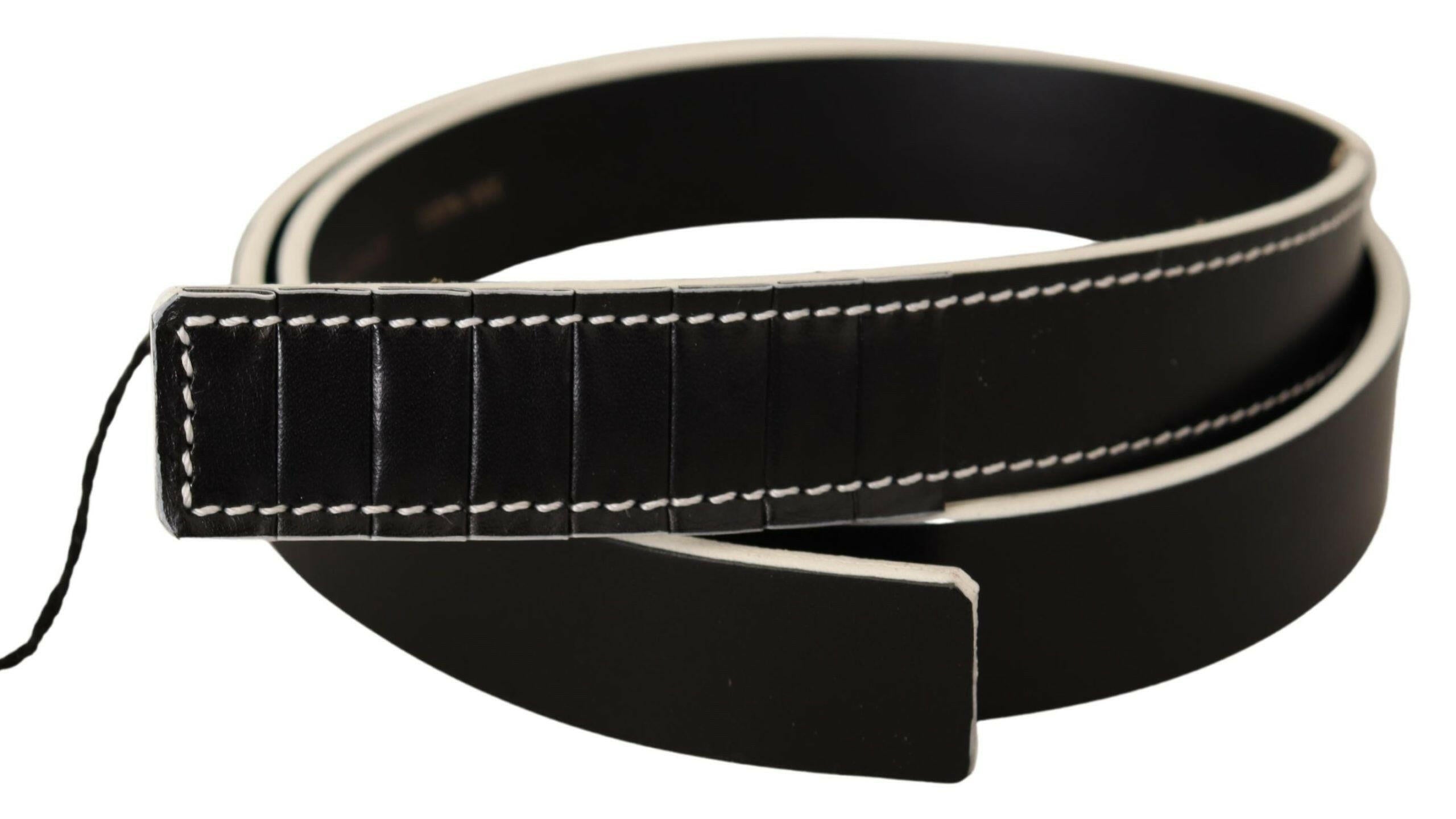 Costume National Black White Leather Fashion Waist  Belt -   -  Costume National.