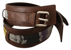 Costume National Brown Leather Silver Buckle Belt -   -  Costume National.