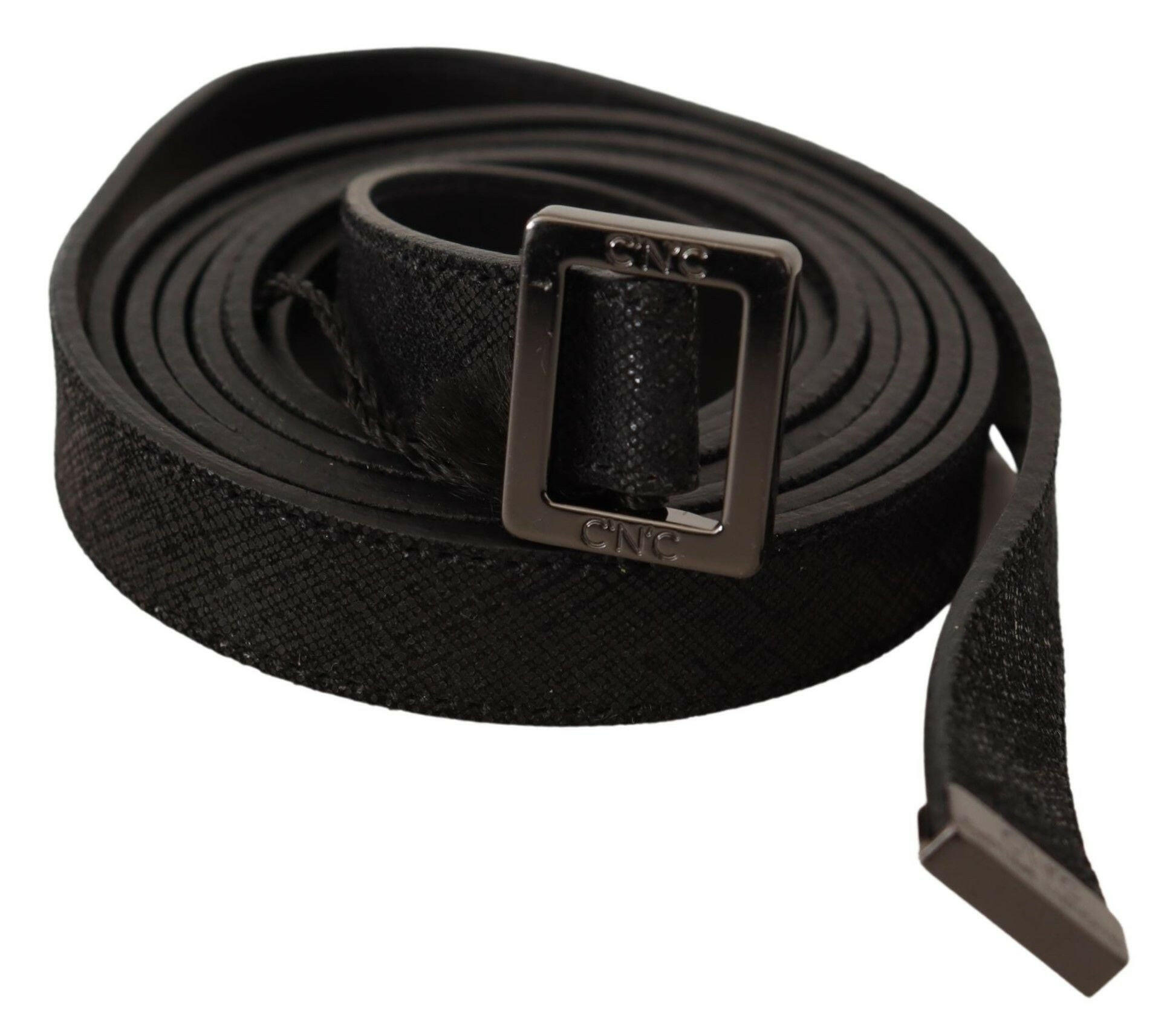 Costume National Black Leather Metal Buckle Waist Belt -   -  Costume National.