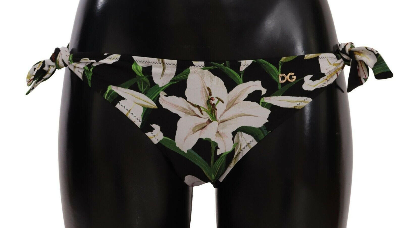 Dolce & Gabbana Bikini Bottom Black Lily Print Swimsuit Swimwear -   -  Dolce & Gabbana.