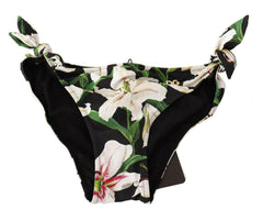 Dolce & Gabbana Bikini Bottom Black Lily Print Swimsuit Swimwear -   -  Dolce & Gabbana.