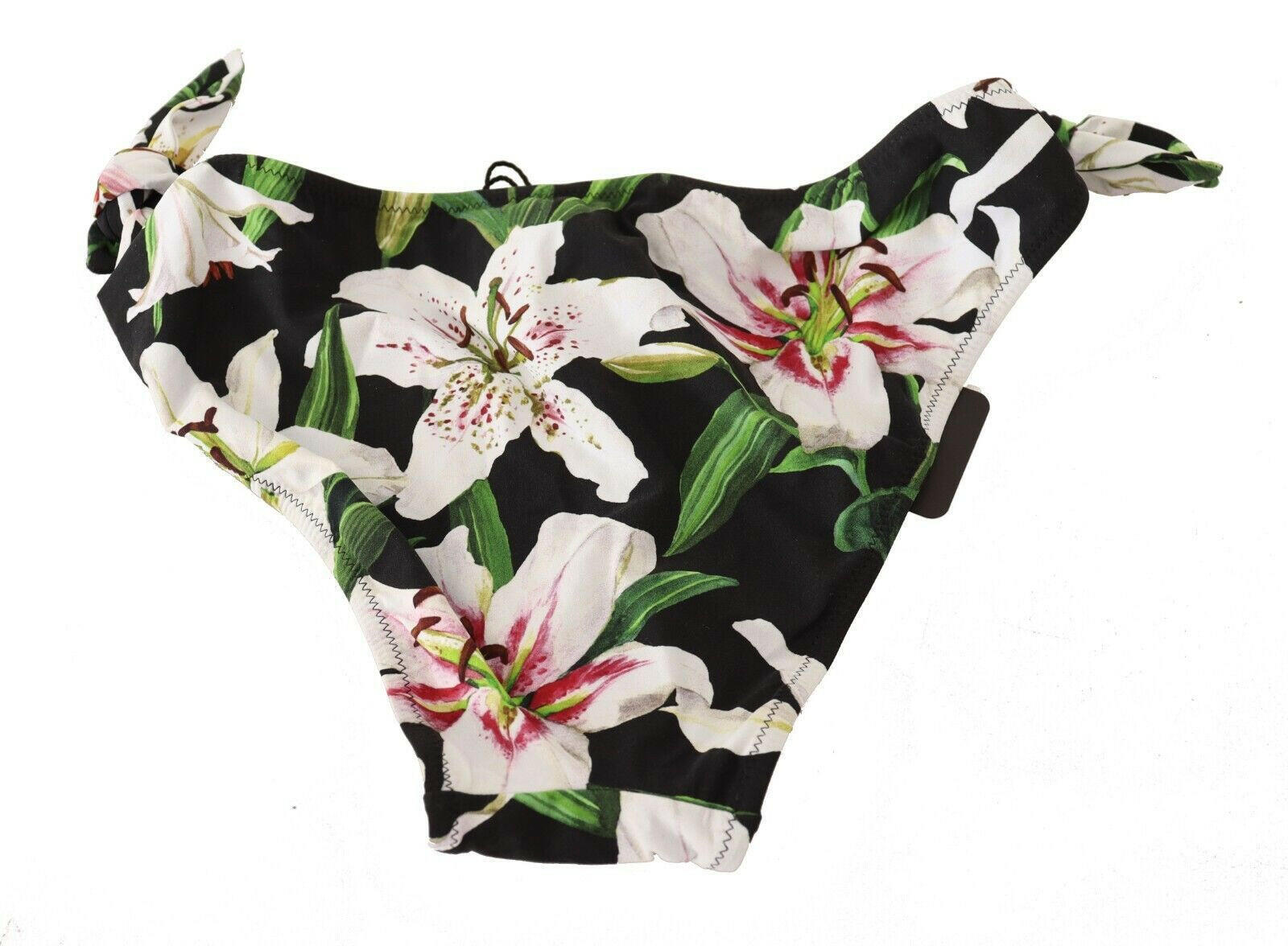 Dolce & Gabbana Bikini Bottom Black Lily Print Swimsuit Swimwear -   -  Dolce & Gabbana. Dolce & Gabbana Bikini Bottom Black Lily Print Swimsuit Swimwear -   -  Dolce & Gabbana.