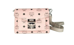 MCM Signature Soft Pink Diamond Logo Leather Mini Flap Lock Crossbody Handbag -  Luxury Cross Body Bag for Women -  MCM.