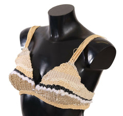 Dolce & Gabbana Beige Straw Raffia Woven Crochet Cover Up Top -   -  Dolce & Gabbana.