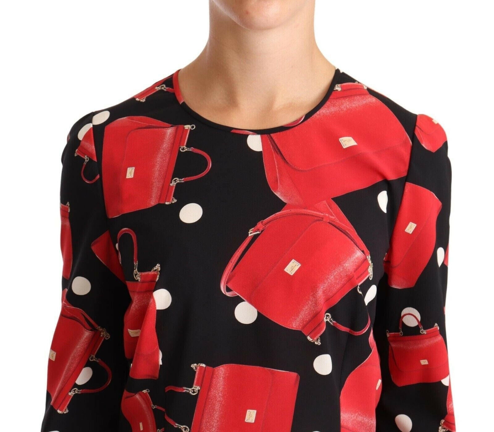 Dolce & Gabbana Black Sicily Bag Print Silk Stretch Top Blouse -   -  Dolce & Gabbana. Dolce & Gabbana Black Sicily Bag Print Silk Stretch Top Blouse -   -  Dolce & Gabbana.