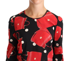Dolce & Gabbana Black Sicily Bag Print Silk Stretch Top Blouse -   -  Dolce & Gabbana.
