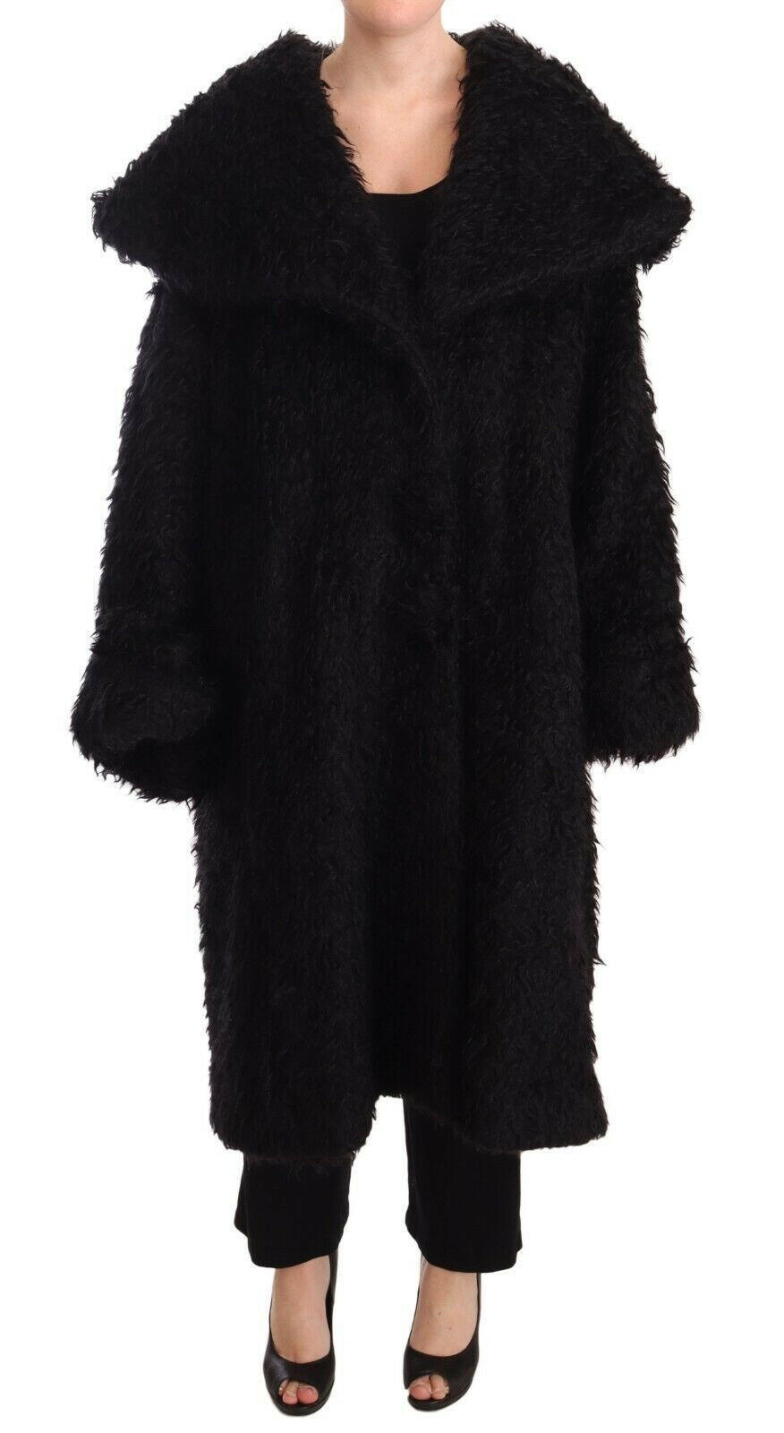 Dolce & Gabbana Black Mohair Fur Cape Trench Coat Jacket -   -  Dolce & Gabbana.