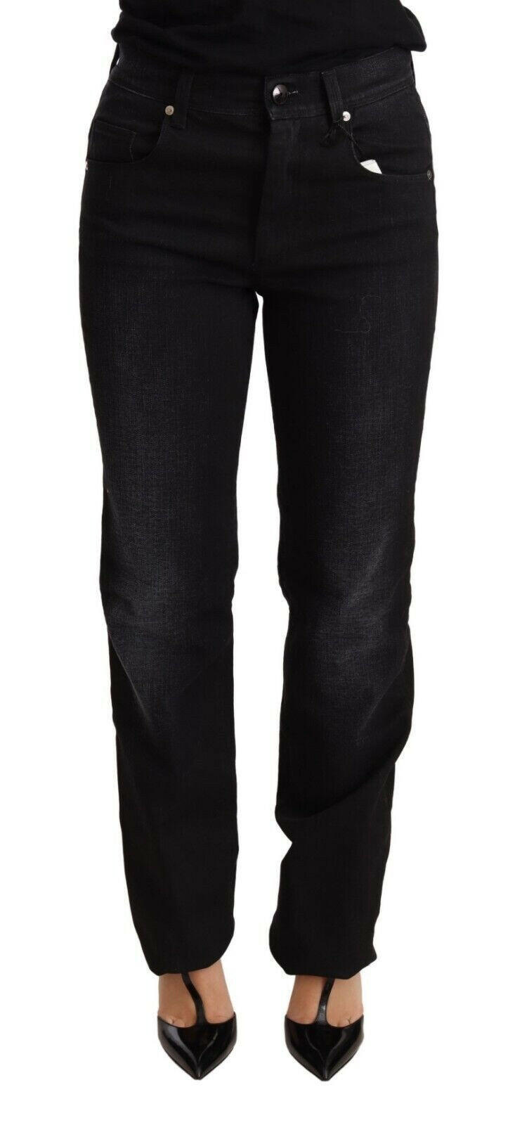 Ermanno Scervino Black Washed Straight Denim Trouser Cotton Jeans -   -  Ermanno Scervino.