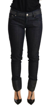 Ermanno Scervino Blue Skinny Folded Hem Denim Trouser Cotton Jeans -   -  Ermanno Scervino.