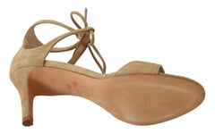 Maria Christina Beige Suede Leather Ankle Strap Pumps Shoes -   -  Maria Christina.