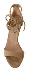 Maria Christina Beige Suede Leather Ankle Strap Pumps Shoes -   -  Maria Christina.