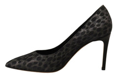 Sofia Black Leopard Leather Stiletto High Heels Pumps Shoes -   -  Sofia.