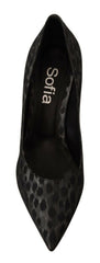 Sofia Black Leopard Leather Stiletto High Heels Pumps Shoes -   -  Sofia.
