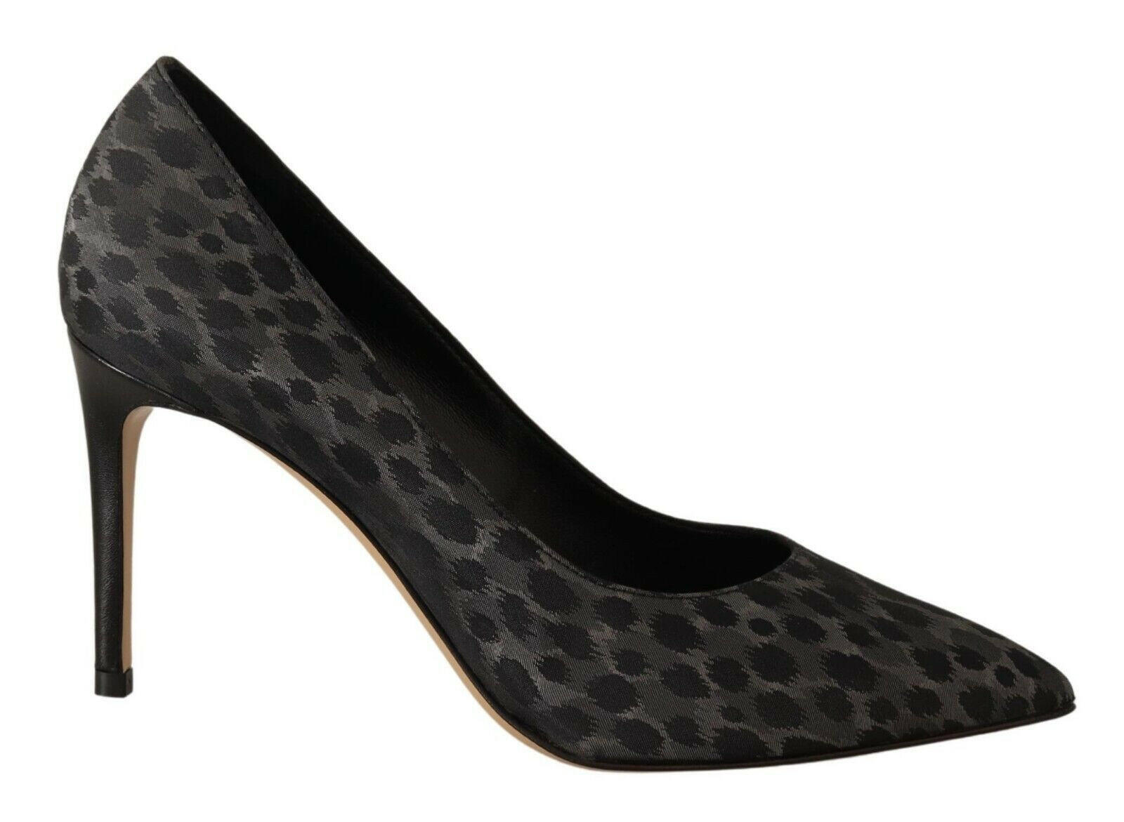 Sofia Black Leopard Leather Stiletto High Heels Pumps Shoes -   -  Sofia.