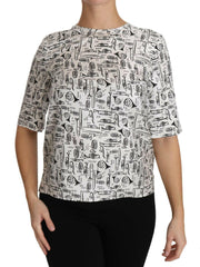 Dolce & Gabbana White Musical Instruments Print Blouse -   -  Dolce & Gabbana.