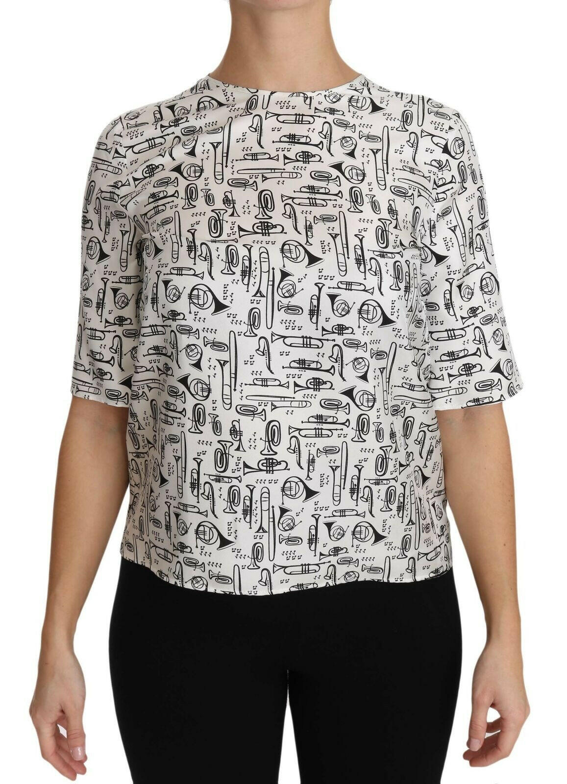 Dolce & Gabbana White Musical Instruments Print Blouse -   -  Dolce & Gabbana. Dolce & Gabbana White Musical Instruments Print Blouse -   -  Dolce & Gabbana.