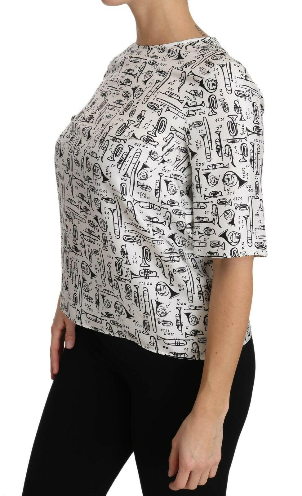 Dolce & Gabbana White Musical Instruments Print Blouse -   -  Dolce & Gabbana. Dolce & Gabbana White Musical Instruments Print Blouse -   -  Dolce & Gabbana.