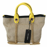 Dolce & Gabbana Beige Gold Chain Strap Shoulder Sling Purse Tote Bag -  Luxury Shopper Bag for Women -  Dolce & Gabbana.