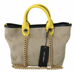 Dolce & Gabbana Beige Gold Chain Strap Shoulder Sling Purse Tote Bag -  Luxury Shopper Bag for Women -  Dolce & Gabbana.
