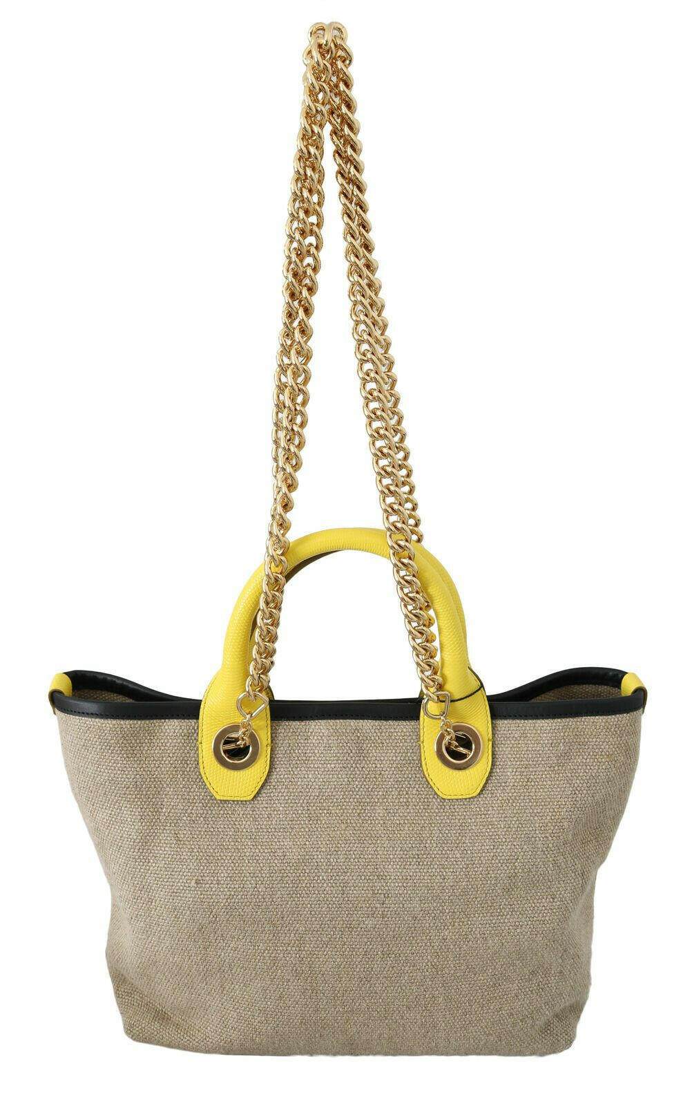 Dolce & Gabbana Beige Gold Chain Strap Shoulder Sling Purse Tote Bag -  Luxury Shopper Bag for Women -  Dolce & Gabbana. Dolce & Gabbana Beige Gold Chain Strap Shoulder Sling Purse Tote Bag -  Luxury Shopper Bag for Women -  Dolce & Gabbana.