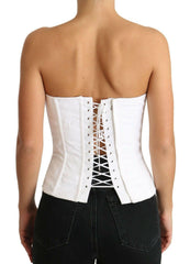 Dolce & Gabbana White PALERMO Bustier Cotton Top Corset -   -  Dolce & Gabbana.