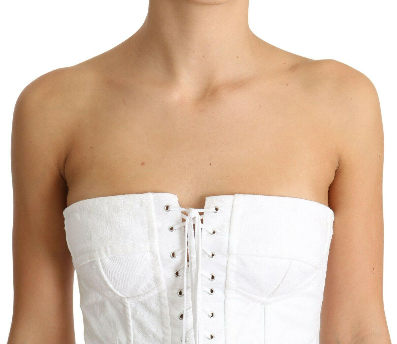 Dolce & Gabbana White PALERMO Bustier Cotton Top Corset -   -  Dolce & Gabbana. Dolce & Gabbana White PALERMO Bustier Cotton Top Corset -   -  Dolce & Gabbana.