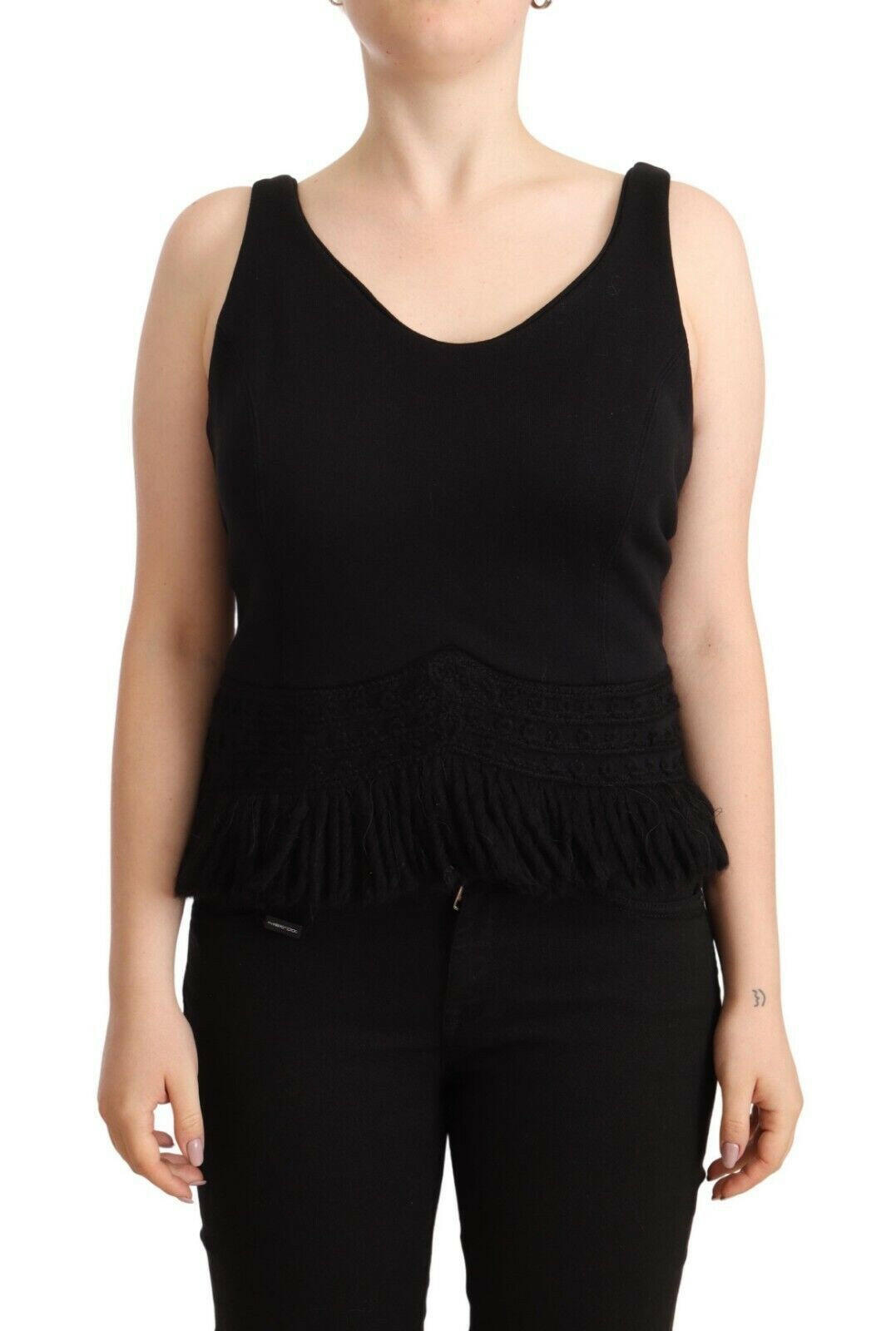 Ermanno Scervino Black Cotton Sleevelesss Tank Casual Top -   -  Ermanno Scervino.