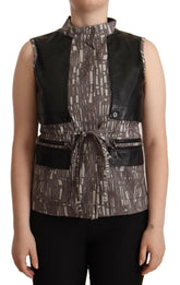 Comeforbreakfast Brown Black Vest Leather Sleeveless Top Blouse -   -  Comeforbreakfast.
