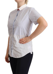 AGLINI Light Blue Cotton Short Sleeves Collared Polo Top -   -  AGLINI.