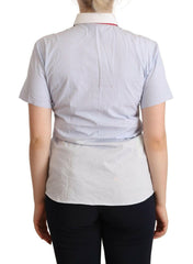AGLINI Light Blue Cotton Short Sleeves Collared Polo Top -   -  AGLINI.