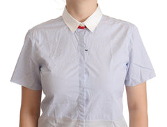 AGLINI Light Blue Cotton Short Sleeves Collared Polo Top -   -  AGLINI.