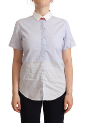 AGLINI Light Blue Cotton Short Sleeves Collared Polo Top -   -  AGLINI.