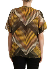 Twinset Multicolor Stripes Short Sleeves Round Neck Top Blouse -   -  Twinset.