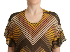 Twinset Multicolor Stripes Short Sleeves Round Neck Top Blouse -   -  Twinset.