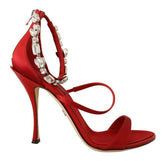 Dolce & Gabbana Red Satin Crystals Sandals Keira Heels Shoes -   -  Dolce & Gabbana.
