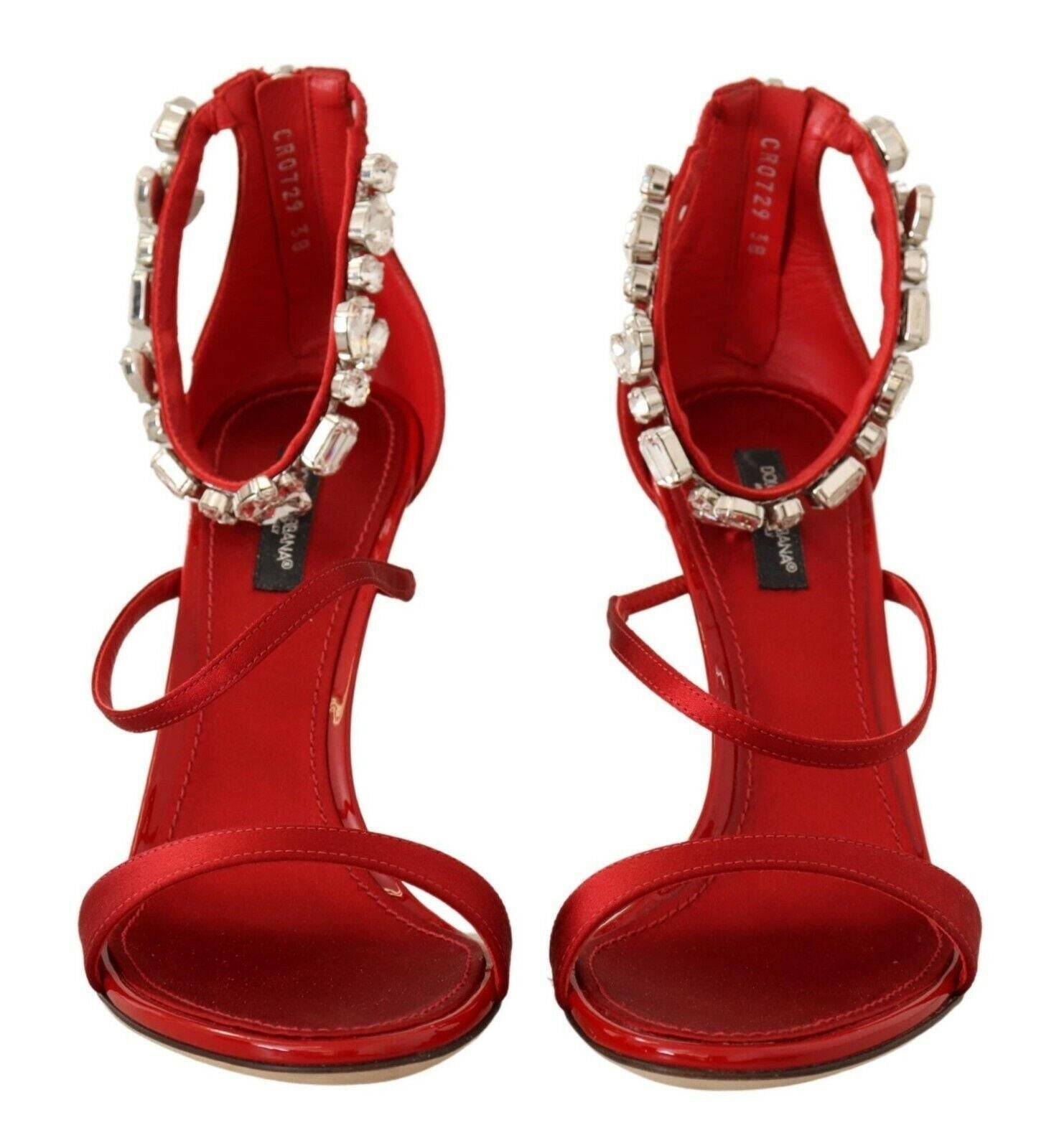 Dolce & Gabbana Red Satin Crystals Sandals Keira Heels Shoes -   -  Dolce & Gabbana. Dolce & Gabbana Red Satin Crystals Sandals Keira Heels Shoes -   -  Dolce & Gabbana.